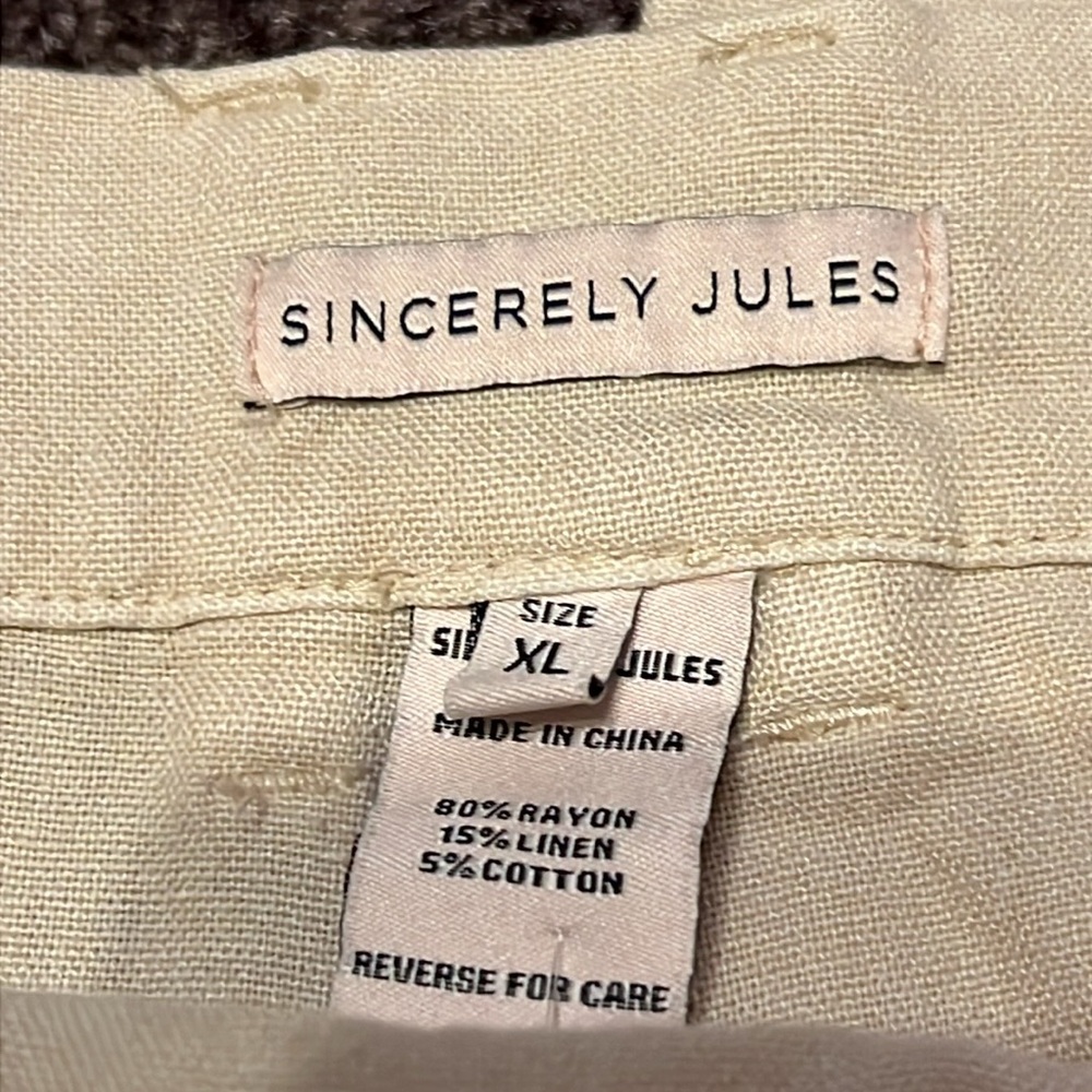 Sincerely Jules Convertible Linen Blend XL  Pull on Pants - Picture 6 of 9